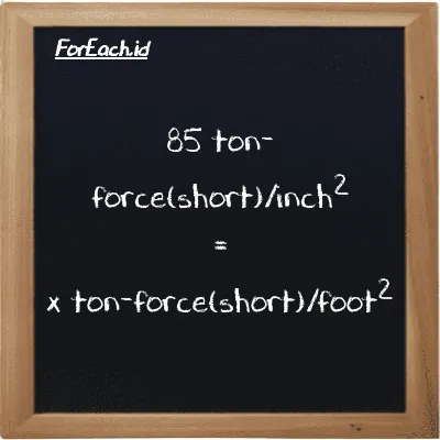 Example ton-force(short)/inch<sup>2</sup> to ton-force(short)/foot<sup>2</sup> conversion (85 tf/in<sup>2</sup> to tf/ft<sup>2</sup>)